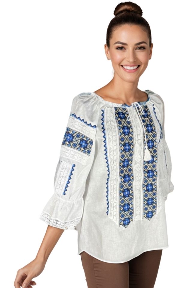 Bluza dama RFN 2 alb/albastru