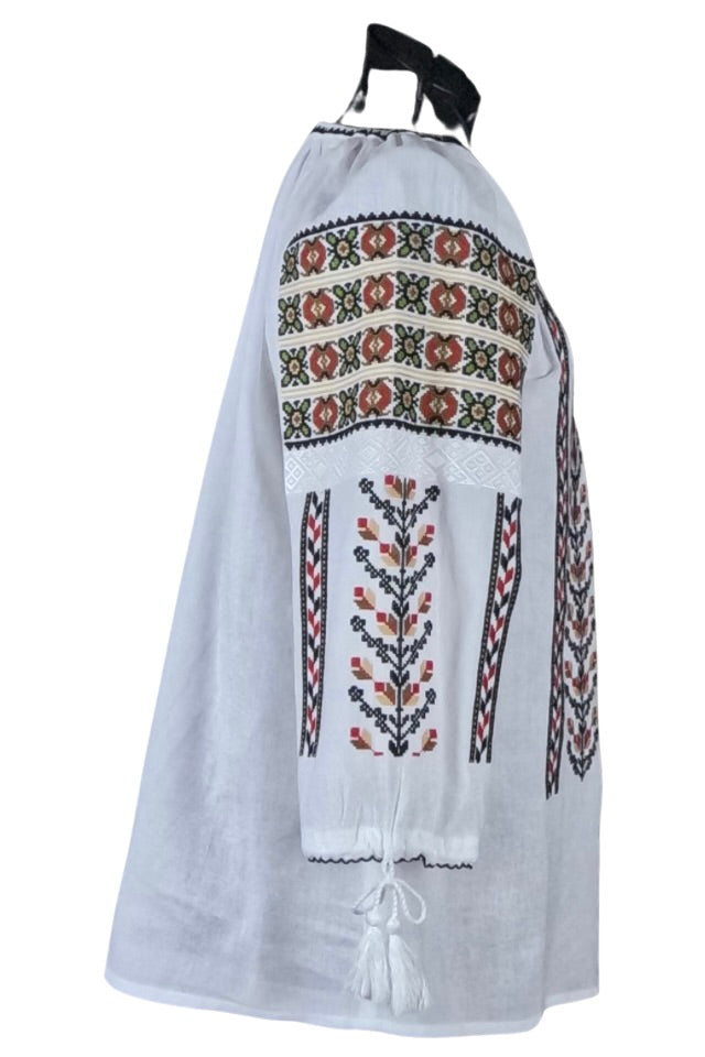 Bluza tip ie dama B23 alb/rosu