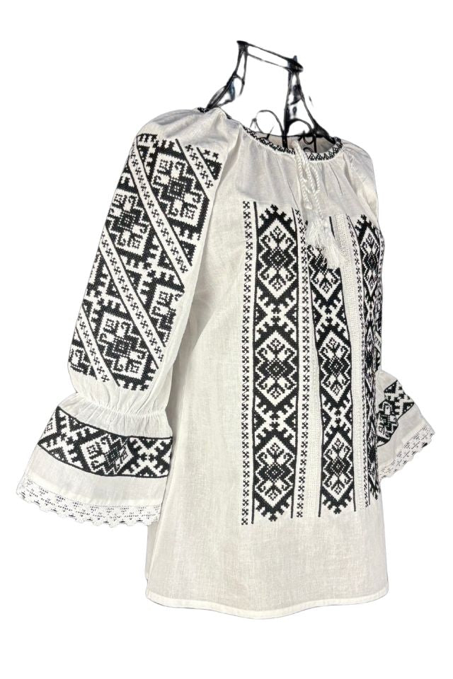 Bluza dama tip ie 257 alb/negru mahon