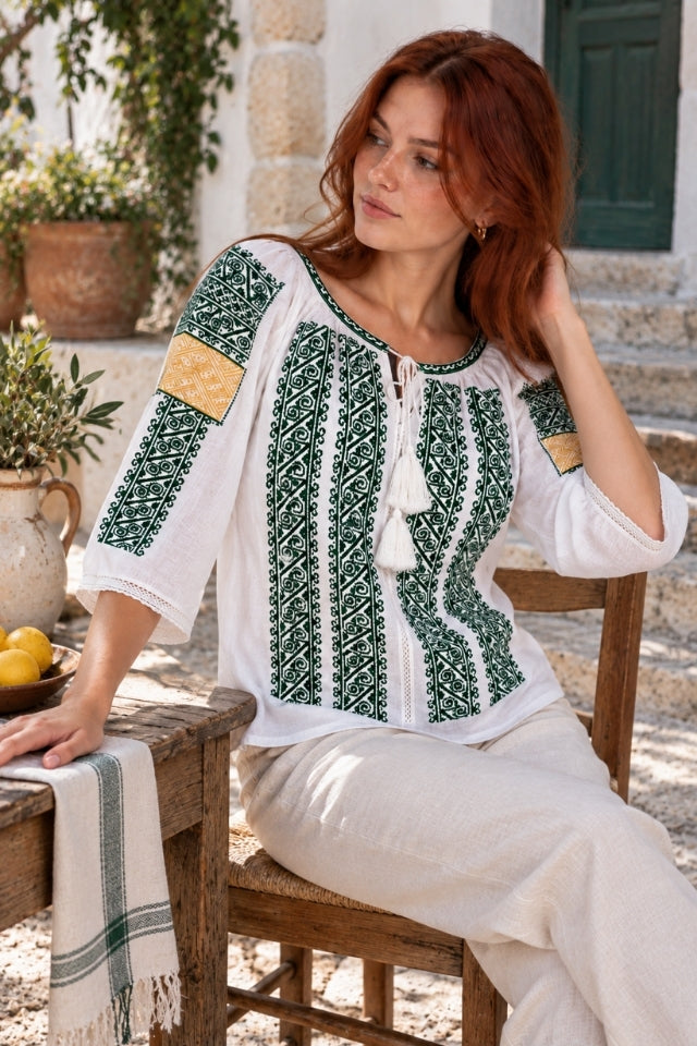 Bluza dama SE26F alb/verde