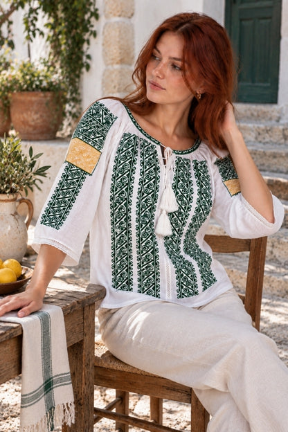 Bluza dama SE26F alb/verde