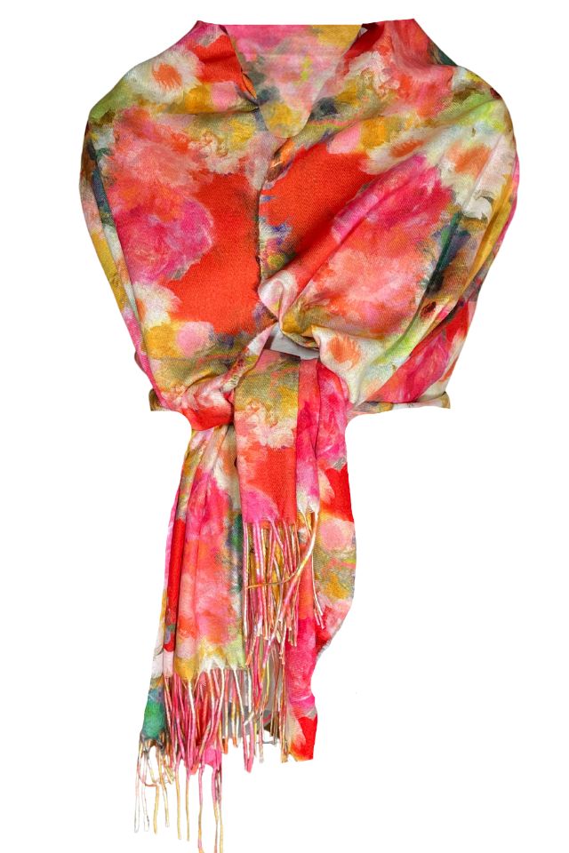 Fular casmir dama F, Dacali, roz, 180 x 70 cm