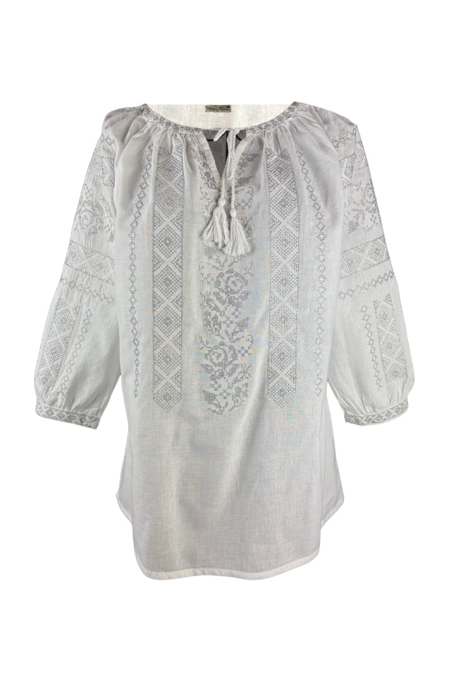 Bluza dama AU26 alb/argintiu