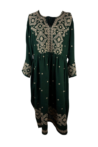 Rochie dama AU26 verde/crem