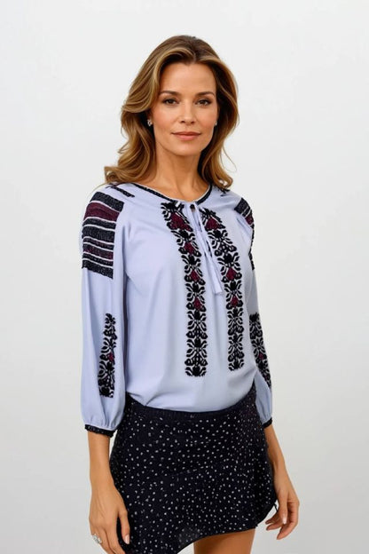 Bluza tip ie dama R24D, alb crystal/negru