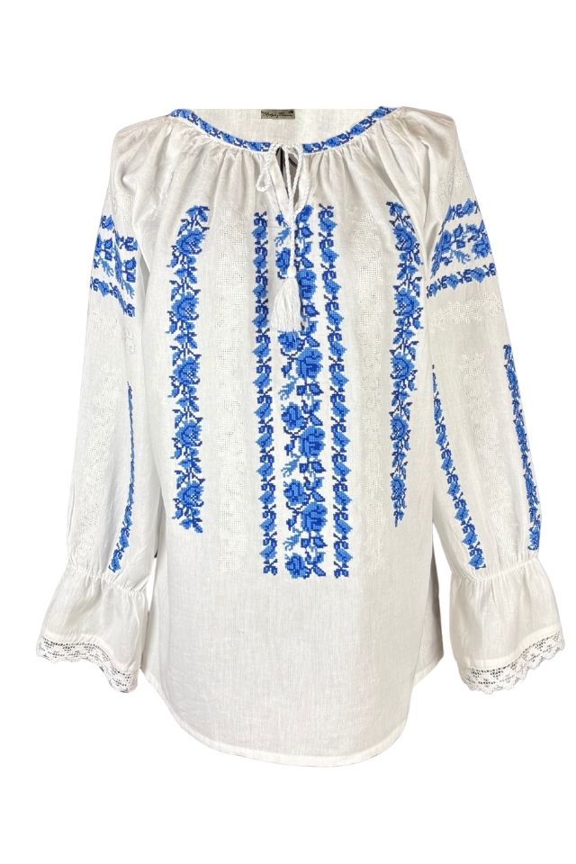 Bluza dama tip ie I26 alb/albastru