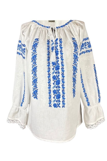 Bluza dama tip ie I26 alb/albastru