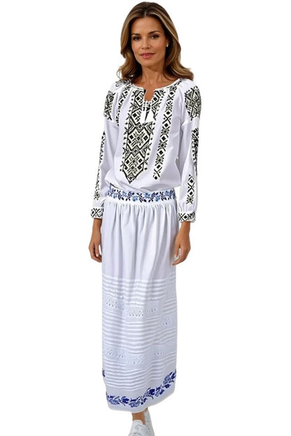 Fusta dama R24F, alb/albastru