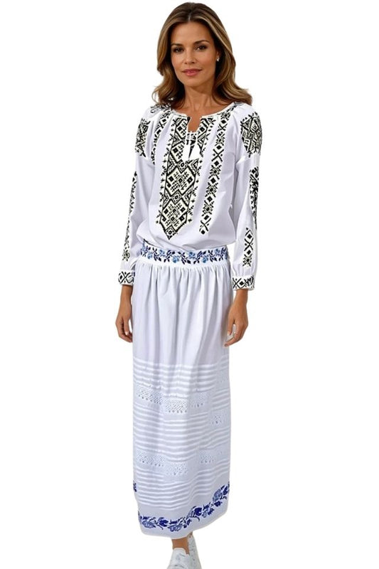 Fusta dama R24F, alb/albastru
