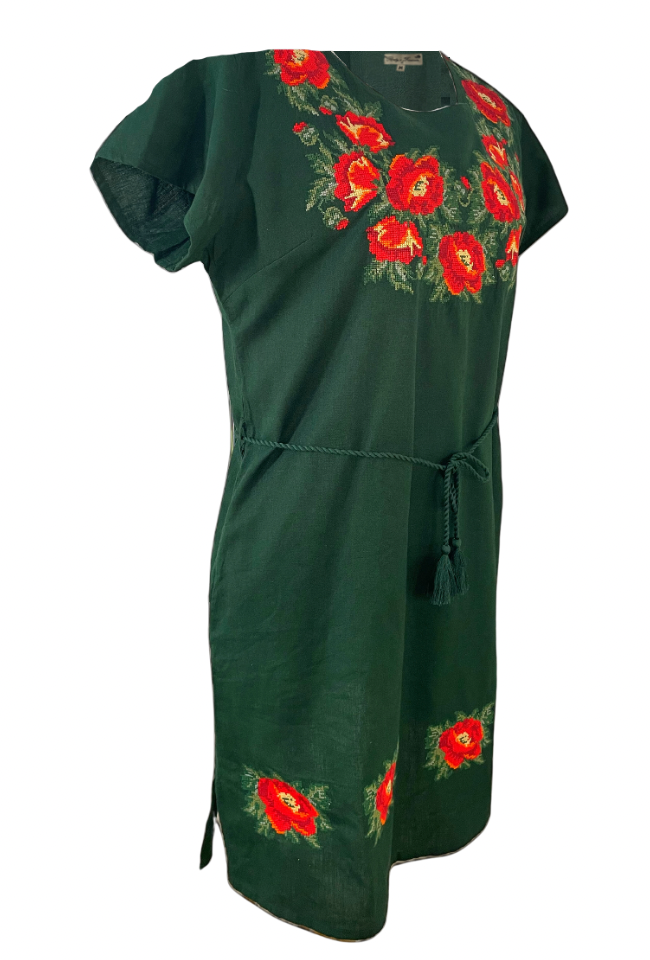 Rochie casual dama R777, verde/rosu
