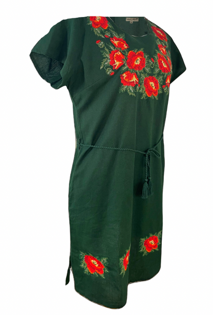 Rochie casual dama R777, verde/rosu