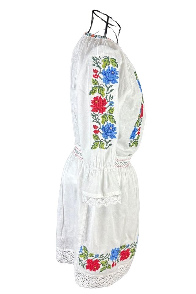 Rochie fete F26 tip costum alb/verde