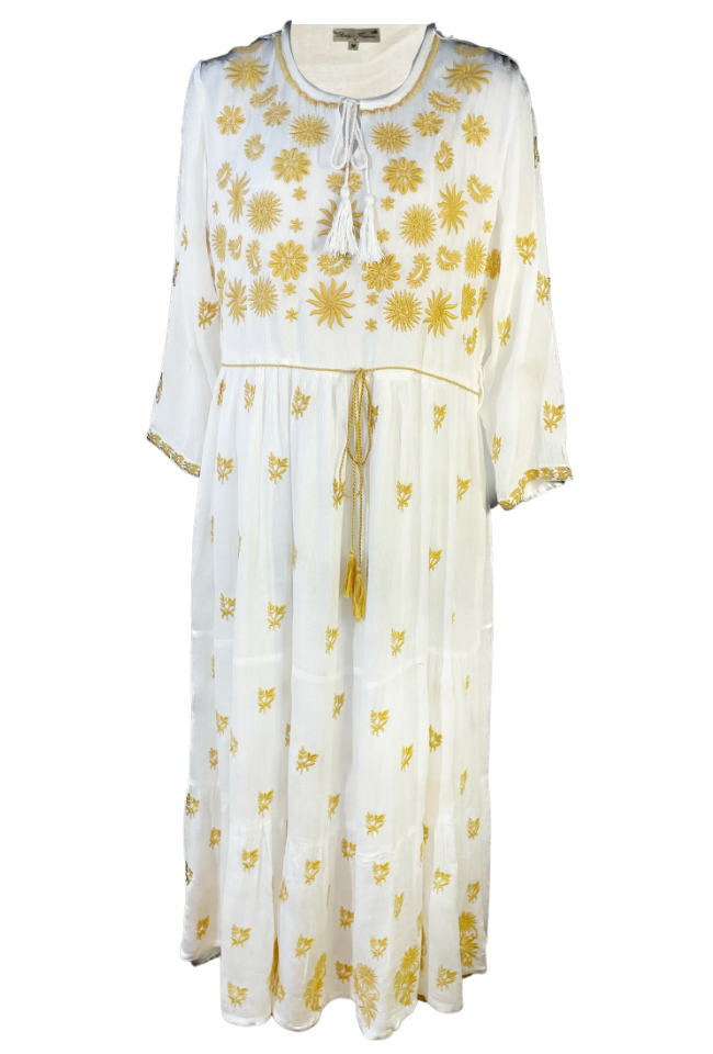 Rochie dama casual, alb crystal/crem