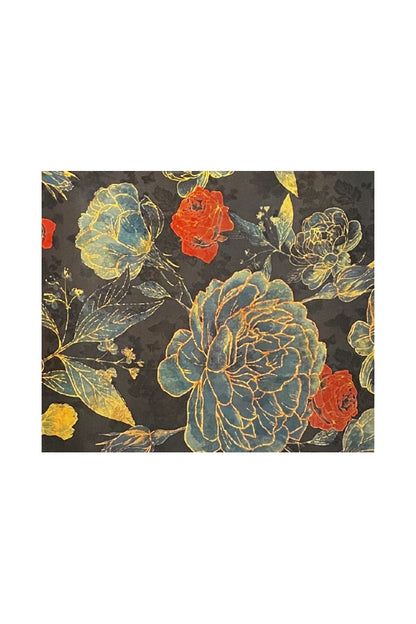 Esarfa de lux din matase naturala, negru/albastru, 180x70cm