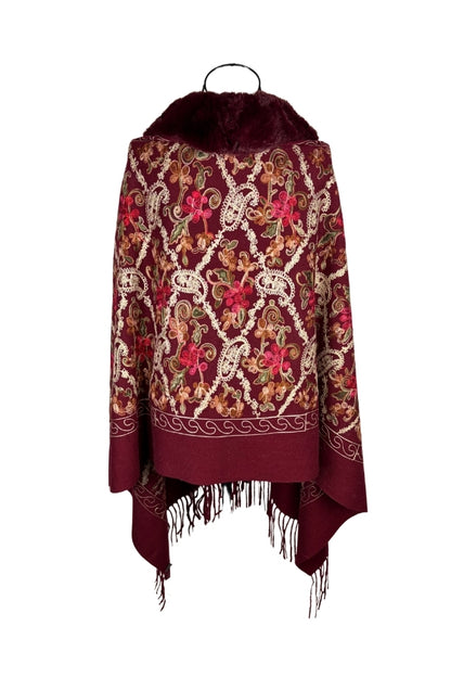 Fular dama tip poncho de lux grena