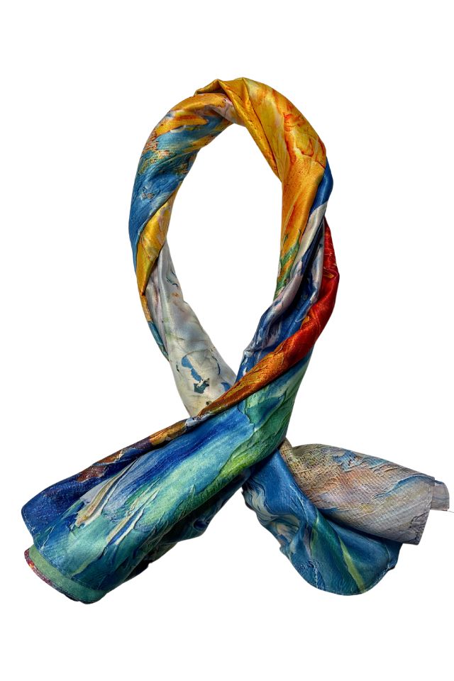 Esarfa patrata N dama, Dacali, portocaliu, 70x70 cm