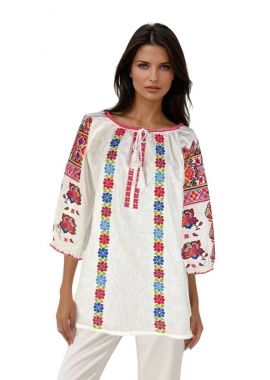 Bluza dama tip ie 257 alb optic/rosu
