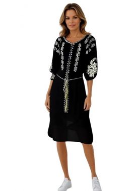 Rochie traditionala neagra, dama, R24, negru darth vader