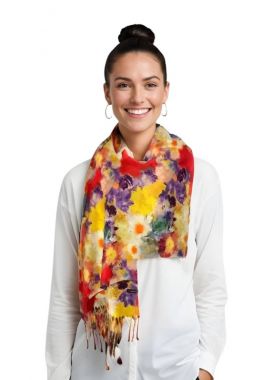 Fular casmir dama F, rosu/galben