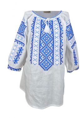 Ie dama alba cu broderie, 024, alb/albastru cosmic