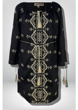 Rochie traditionala neagra dama, R151, negru mahagon