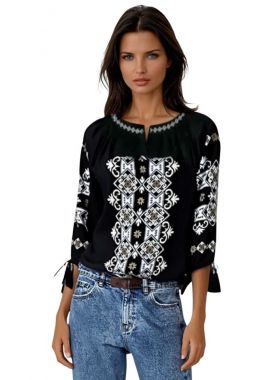 Bluza traditionala verde, dama B2, verde/maro