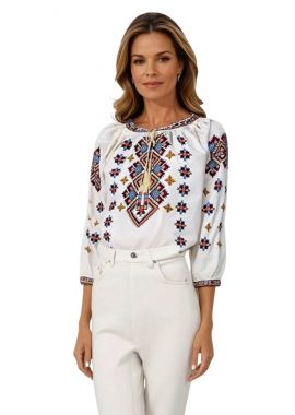 Bluza traditionala dama bej 257 bej/maro
