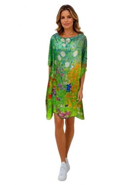 Rochie tip poncho, dama M2, verde/rosu, one size