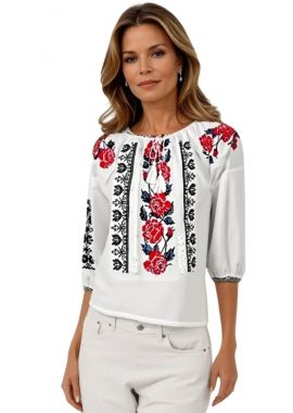 Bluza dama tip ie 024, alb/gri