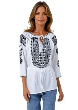Ie dama alba cu broderie, R24, alb/negru