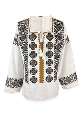 Ie dama traditionala I26 alb/maro inchis