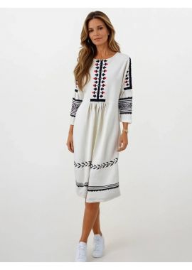 Rochie traditionala dama R25 bej/negru