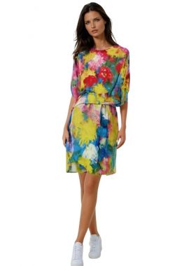 Rochie tip poncho, dama, 24MA, galben/rosu, One size INTL