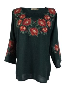 Bluza tradiitonala dama verde, R24D, verde/rosu