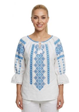 Ie dama traditionala A26 alb/albastru