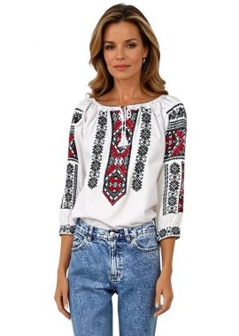 Ie dama traditionala alba 257 alb crystal/negru