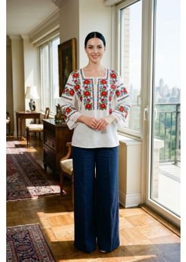 Ie dama traditionala M26 alb verde inchis