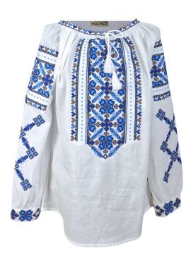 Ie dama alba cu broderie, 024, alb/albastru