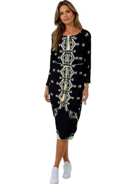 Rochie traditionala neagra dama, R151, negru mahagon