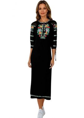 Rochie traditionala neagra dama, R8, negru