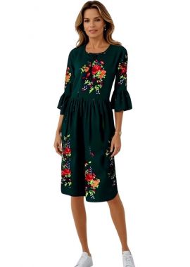 Rochie traditionala dama verde,  R