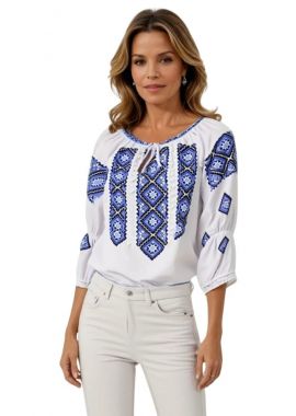 Ie dama alba cu broderie, RD24, alb/negru