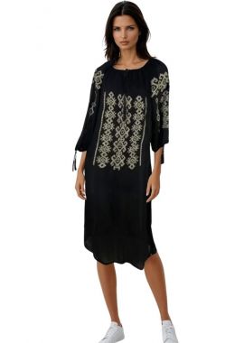 Rochie traditionala neagra dama, R151, negru darth vader