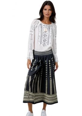 Fusta traditionala neagra, dama, R24F, negru/bej