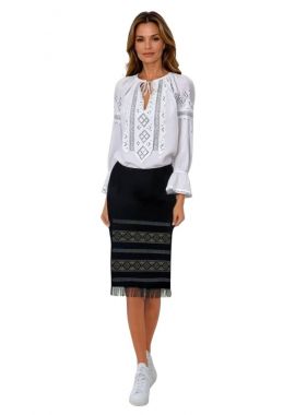 Fusta dama casual tip fota negru/maro, One Size INTL