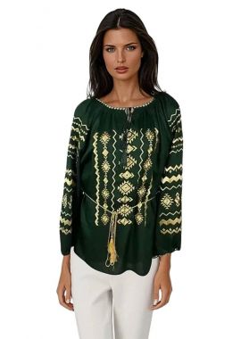 Bluza traditionala verde, 20A, dama, verde/auriu