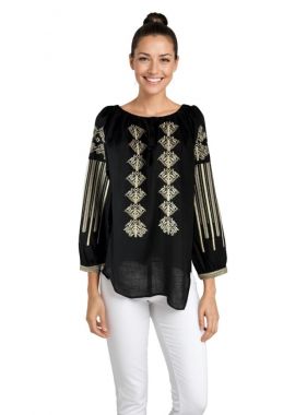 Bluza dama traditionala neagra 025 negru/auriu