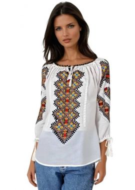 Ie dama traditionala alba D24 alb/negru mahon