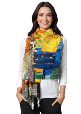 Fular tip esarfa pictata 2, Dacali, casmir ,03 albastru