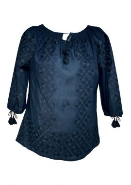Bluza traditionala dama, neagra cu broderie, RN352